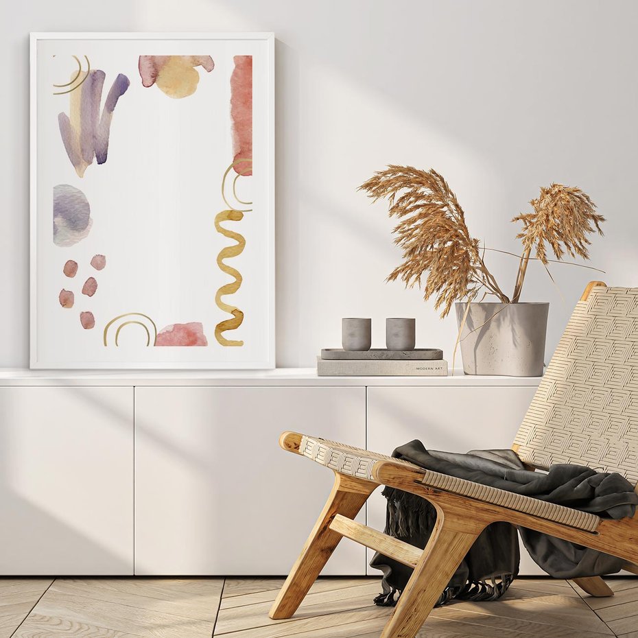 Plakat bez ramy 21x30 - Wibracje Pastelowych Odcieni - abstrakcyjny plakat, akwarelowe plamy