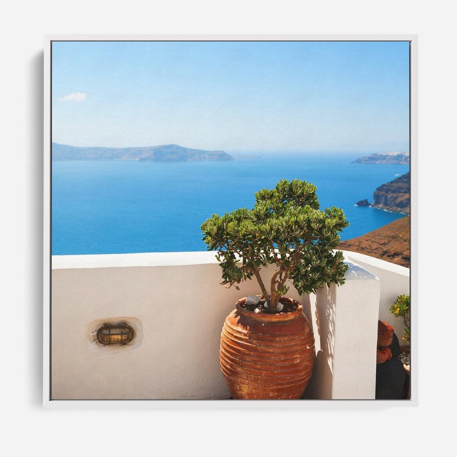 Obraz w ramie 50x50 - Santorini - oaza greckiej wyspy - Santorini, grecka - rama biała