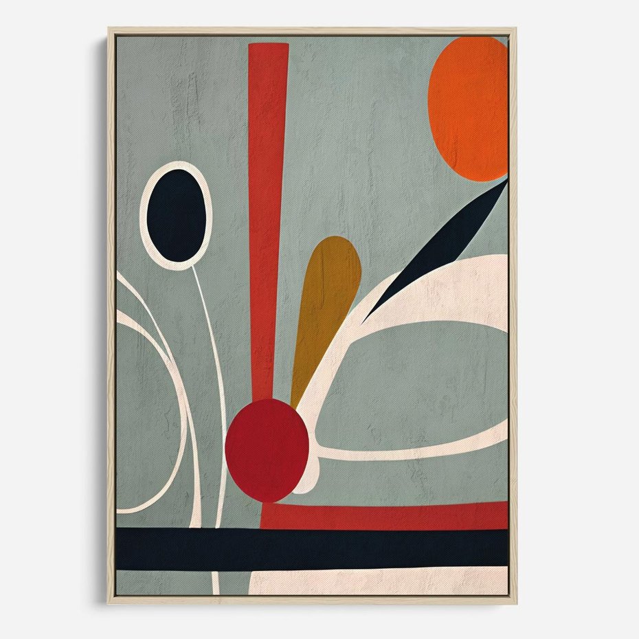 Obraz w ramie 80x120 - Harmonia Kolorowych Impulsów - abstrakcyjny obraz olejny, dziwne formy - rama drewno