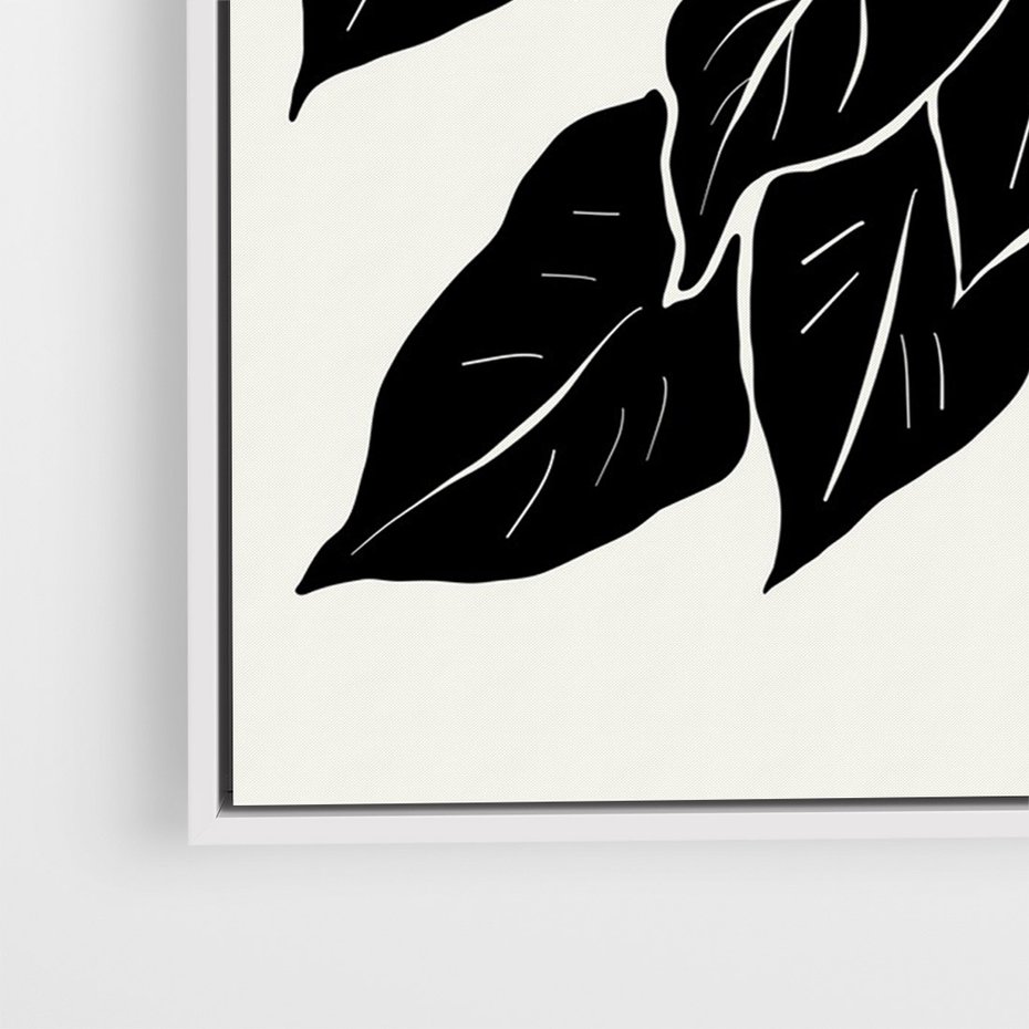 Obraz w ramie 80x120 - Ruchome szkicowe odbicia - czarno biała grafika, roślinność - rama biała