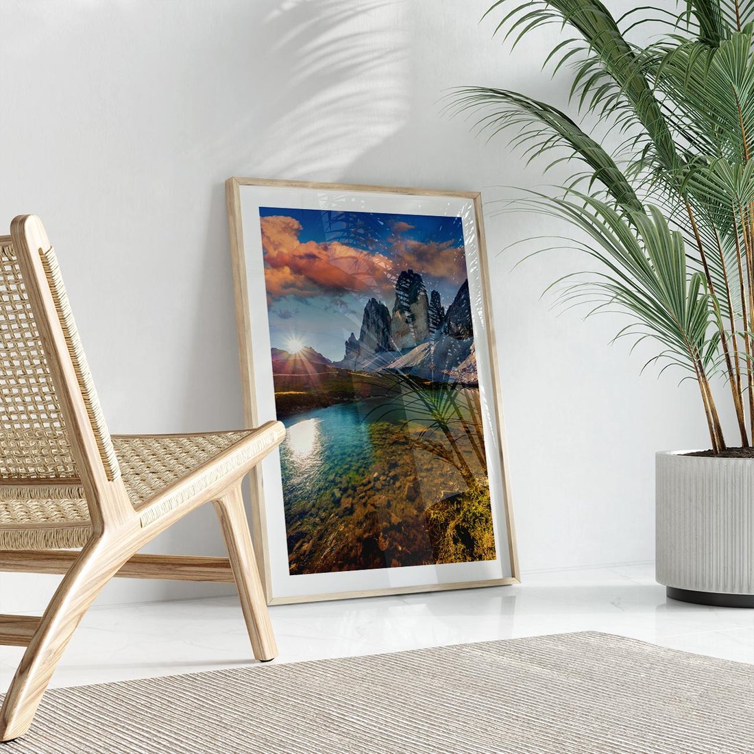 Plakat w ramie 40x50 - Jezioro wśród majestatycznych gór - jezioro, góry - rama drewno