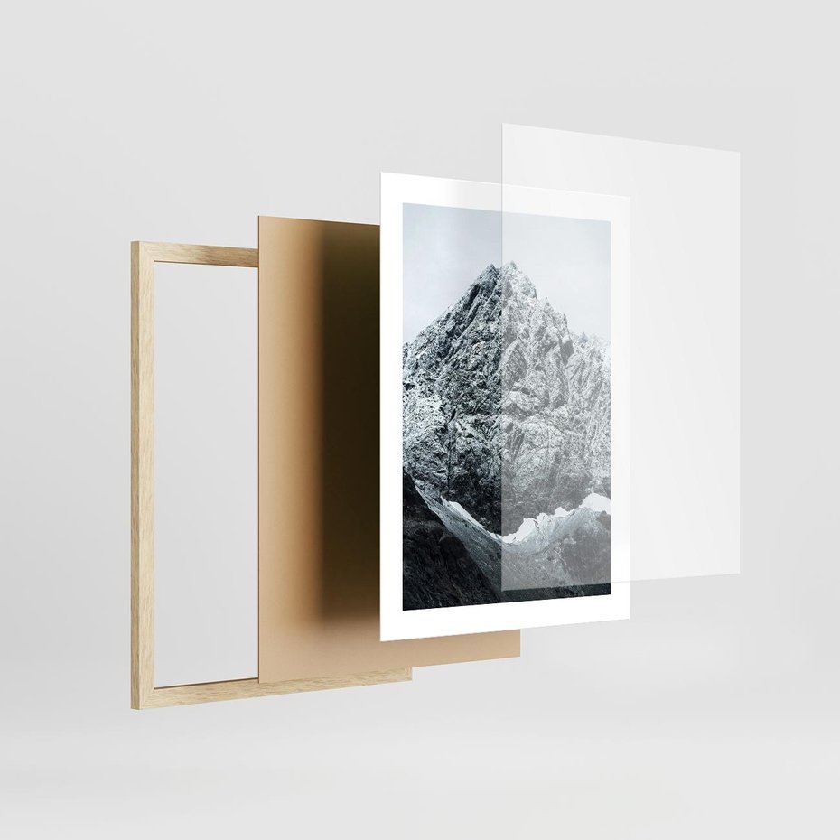 Plakat w ramie 30x40 - Surowość Gór - śnieg, zima w górach - rama drewno