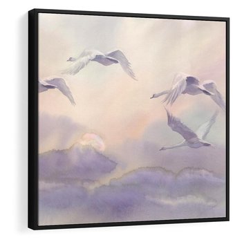 Obraz w ramie 50x50 - Ruchoma cisza widzenia - akwarela, subtelene - rama czarna