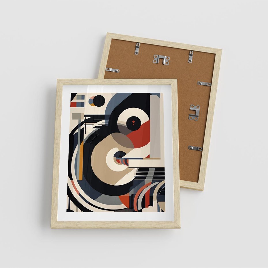 Plakat w ramie 40x50 - Wibracje Marzeń - abstrakcyjny obraz, geometryczne koła - rama drewno