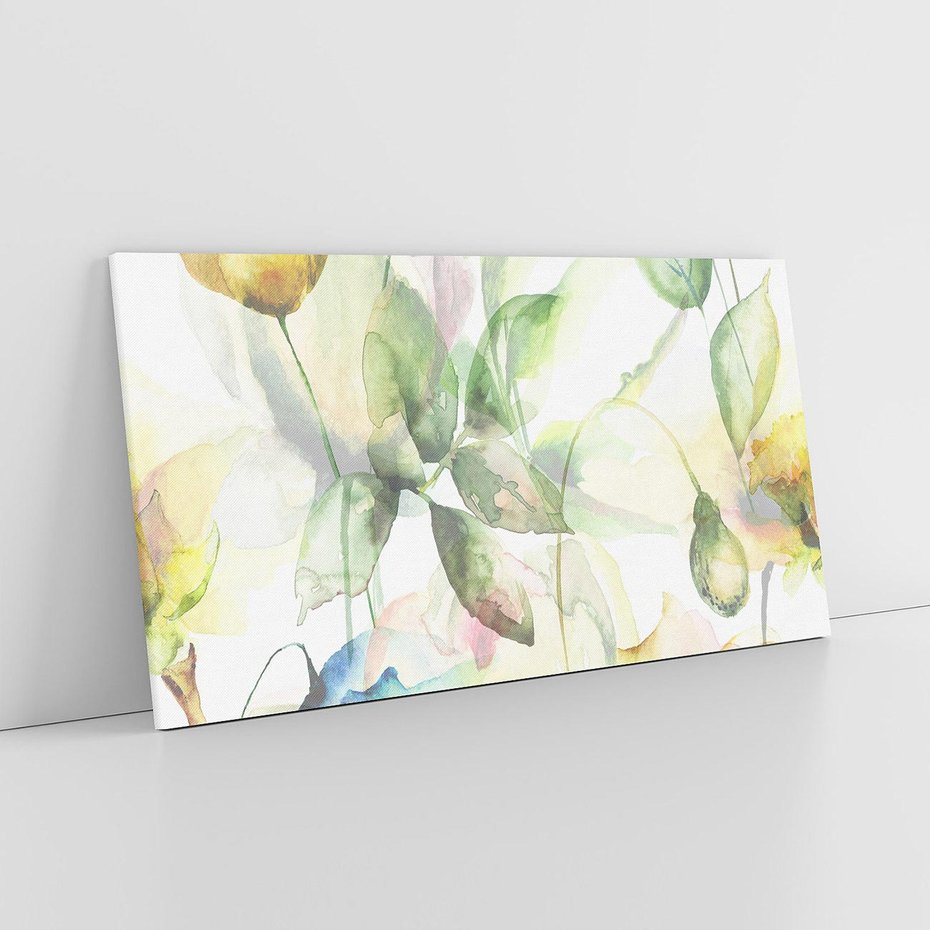 Obraz na płótnie 120x60 - Delikatne Kolory - akwarelowe, kwiaty