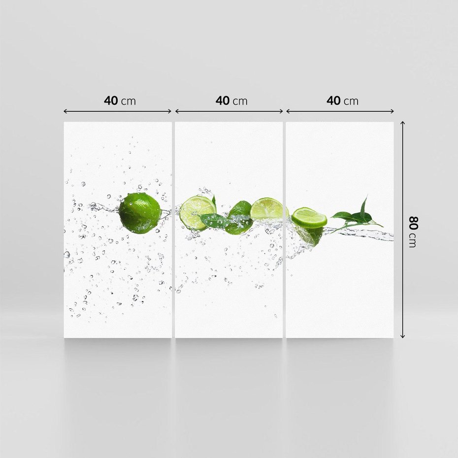 Obraz na płótnie 120x80 - Świeże limonki i woda - limonki, woda