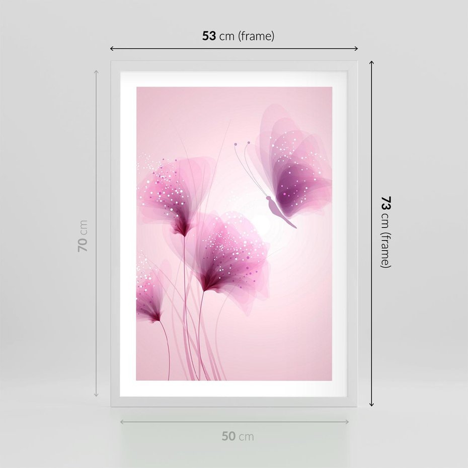 Plakat w ramie 50x70 - Akwarelowe Kwiaty w Pastelach - kwiaty, akwarelowe - rama biała