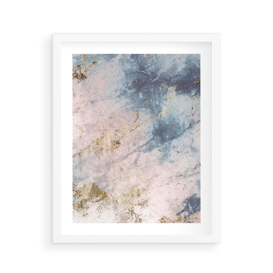Plakat w ramie 40x50 - Luksusowa Dekoracja - marmur, złoto - rama biała