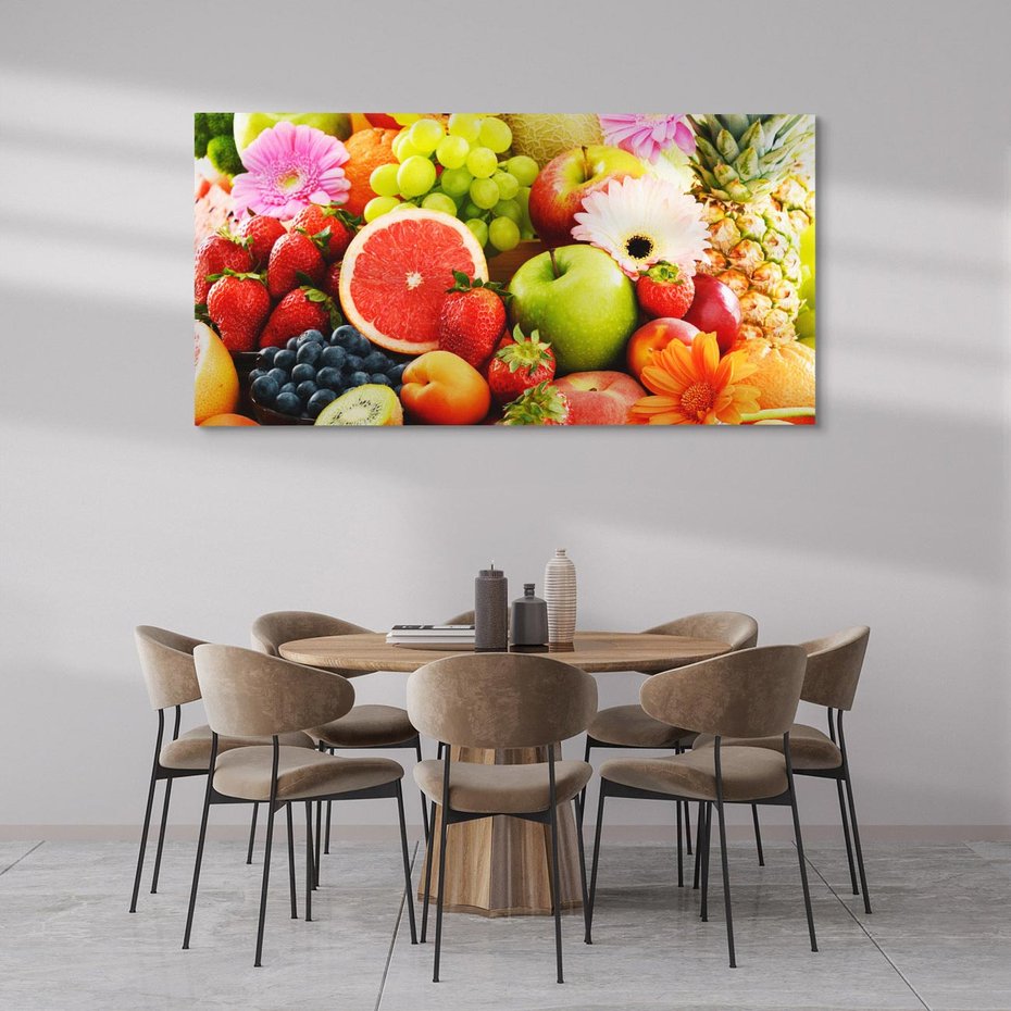 Obraz na płótnie 140x70 - Smakowite owocowe zbiory - owoce, winogrona