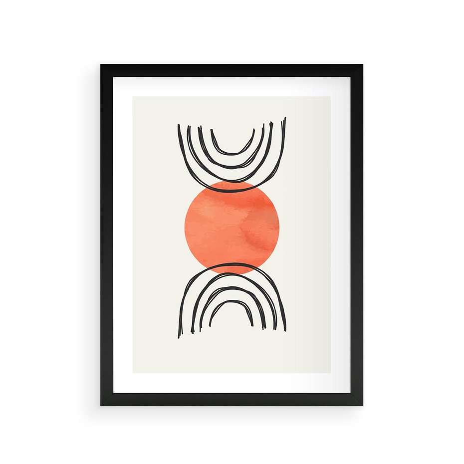 Plakat w ramie 30x40 - Lustrzane Widzenie - koło, boho styl - rama czarna