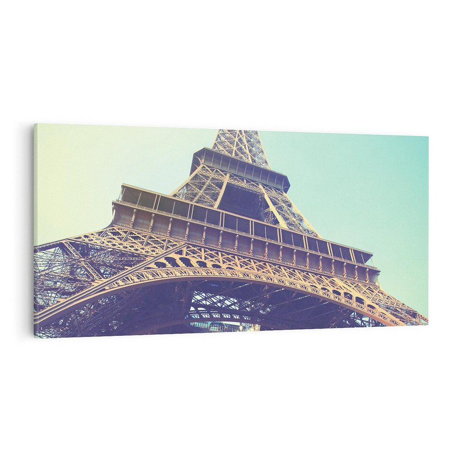 Obraz na płótnie 100x50 - Wieża Eiffla w czarno-białej odsłonie - Eiffla, Paryż