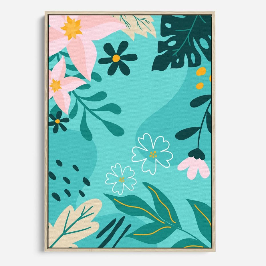Obraz w ramie 50x70 - Rozkwitające Widoki - pastelowa kompozycja, kwiaty - rama drewno