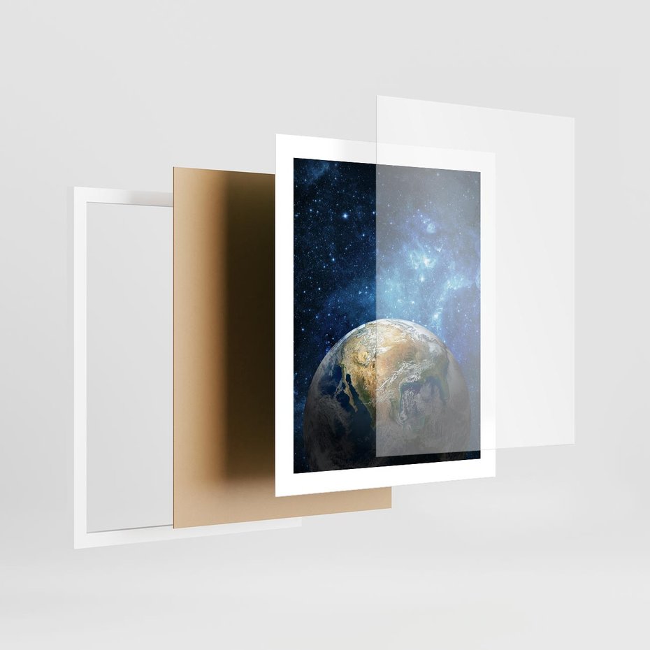 Plakat w ramie 40x50 - Kosmiczne Horyzonty - Ziemia, kosmos - rama biała