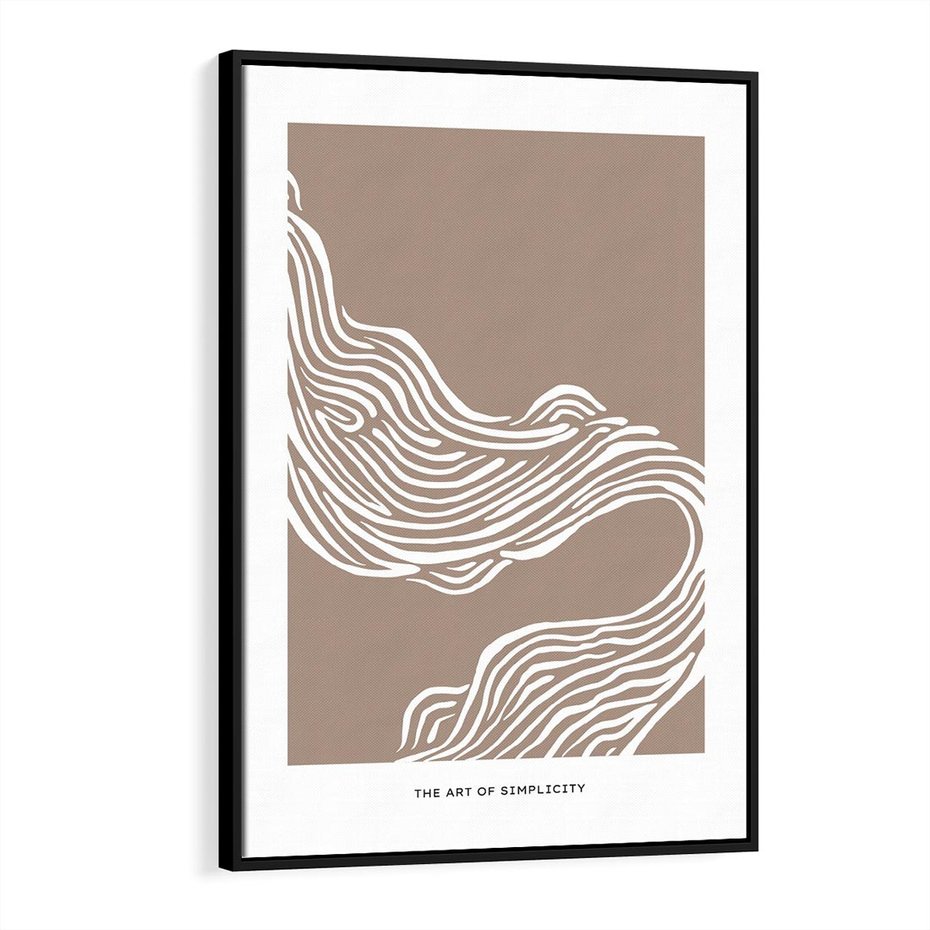 Obraz w ramie 70x100 - Harmonijne Granice - sztuka minimalizmu, biała rycina - rama czarna