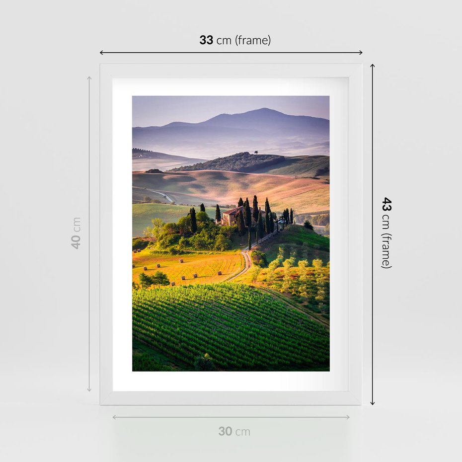 Plakat w ramie 30x40 - Pejzaż w perspektywie - pejzaż, perspektywa - rama biała