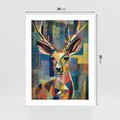 Plakat bez ramy 30x40 - Bezgraniczne Kontury Zaskoczenia - abstrakcyjny obraz olejny, jeleń