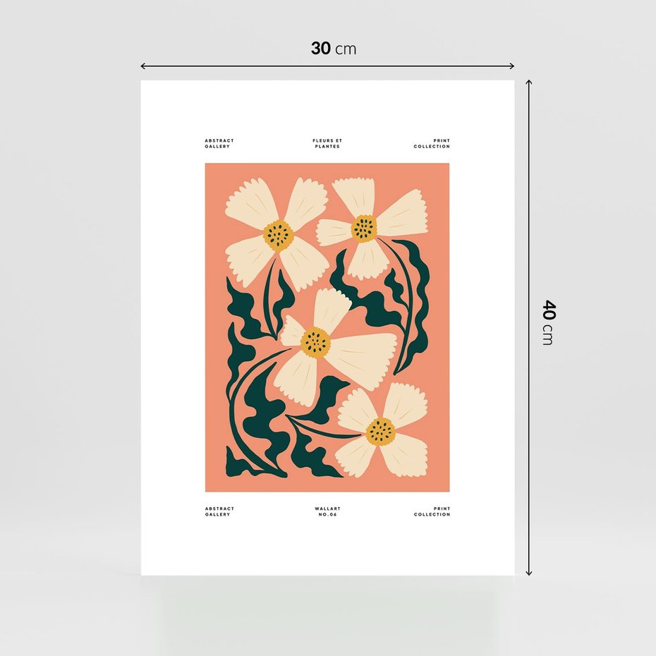 Plakat bez ramy 30x40 - Refleksje w roślinnym odbiciu - kwiatowa kompozycja, minimalizm