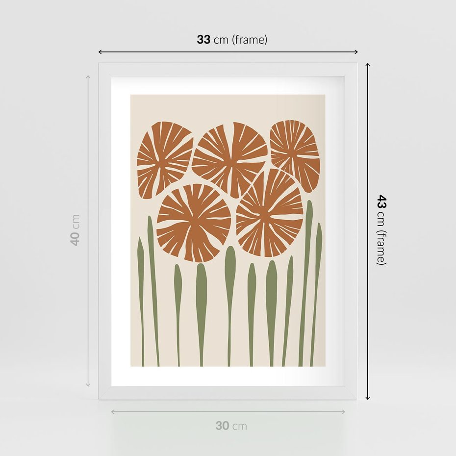 Plakat w ramie 30x40 - Akwarelowe Echa Przyrody - kwiaty, nowoczesny plakat - rama biała