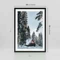 Plakat w ramie 50x70 - Górska Uroda Zimą: Dom w Śniegu - domek w górach, zima - rama czarna