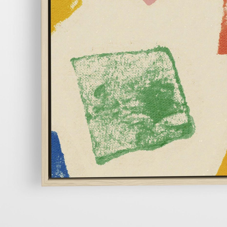 Obraz w ramie 80x80 - Tęczowe Rytmy - kolorowe tęczowe kwadraty, wesoły kolaż - rama drewno