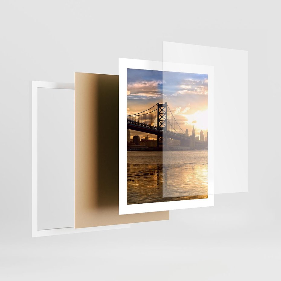 Plakat w ramie 40x50 - Most w mieście - most, miasto - rama biała