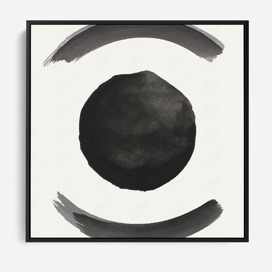 Obraz w ramie 50x50 - Bezczasowe Echo - abstrakcyjne plamy okręgi, akwarelowe - rama czarna