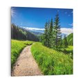 Obraz na płótnie 30x30 - Harmonia natury - góry, łąka