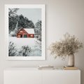 Plakat bez ramy 21x30 - Domek w Górach Pokryty Śniegiem - domek w górach, śnieg