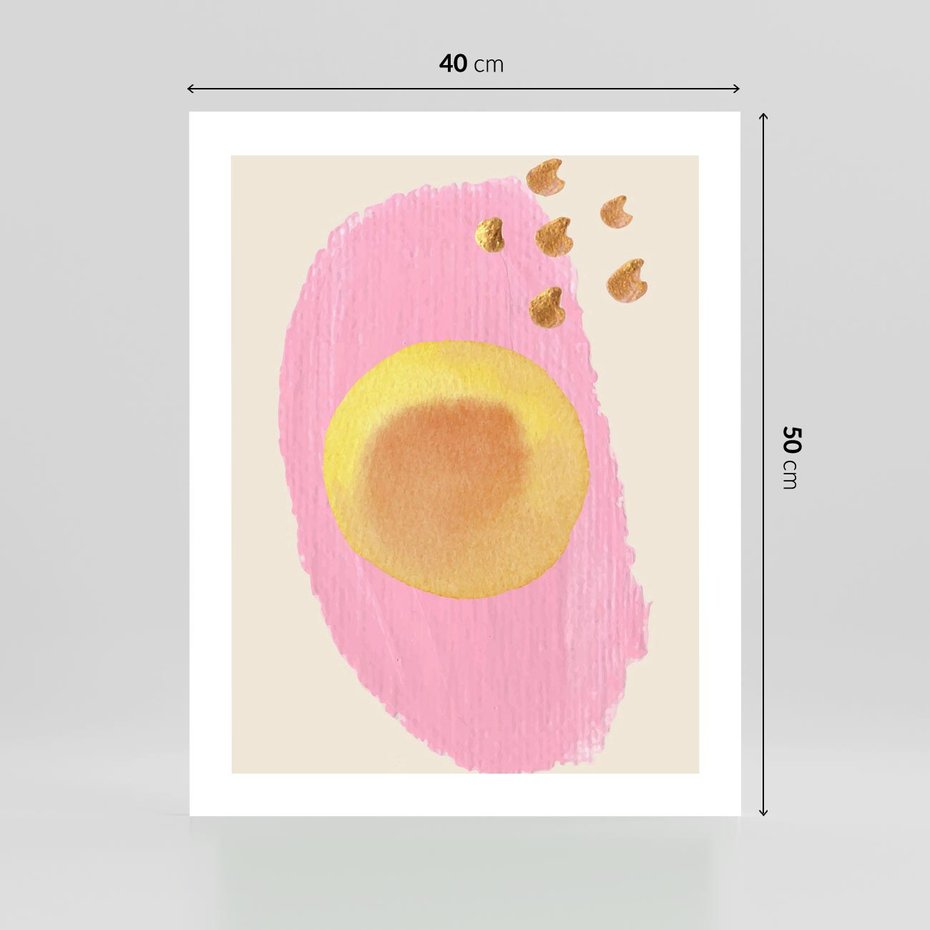 Plakat bez ramy 40x50 - Migotliwe Dziwne Ścieżki - abstrakcyjna różowa plama, akwarela