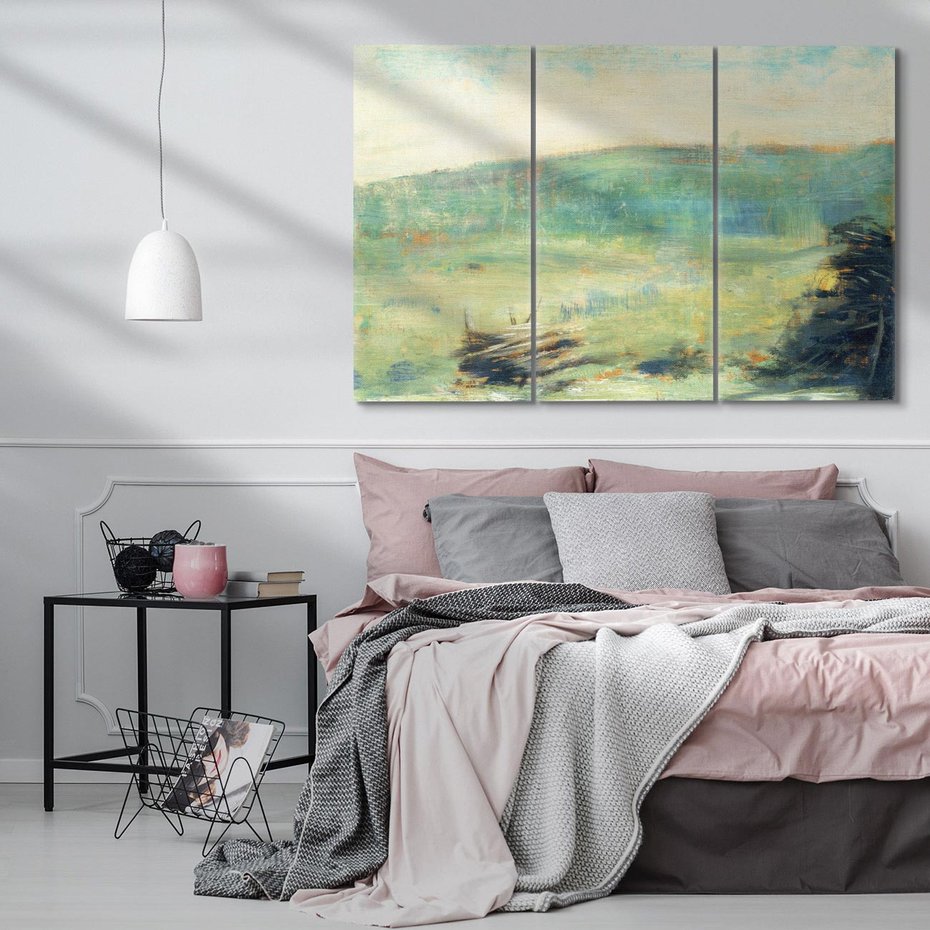 Obraz na płótnie 120x80 - "Pejzaż w Saint-Ouen" (1886–1888) Georges Seurat - Repodukcja - reprodukcja, obraz na płótnie