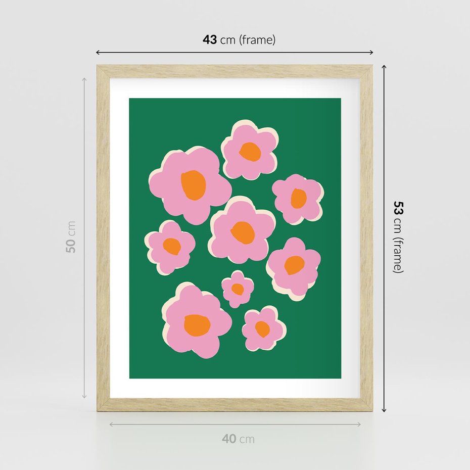 Plakat w ramie 40x50 - Przenikające Refleksje - abstrakcyjny plakat, boho styl - rama drewno