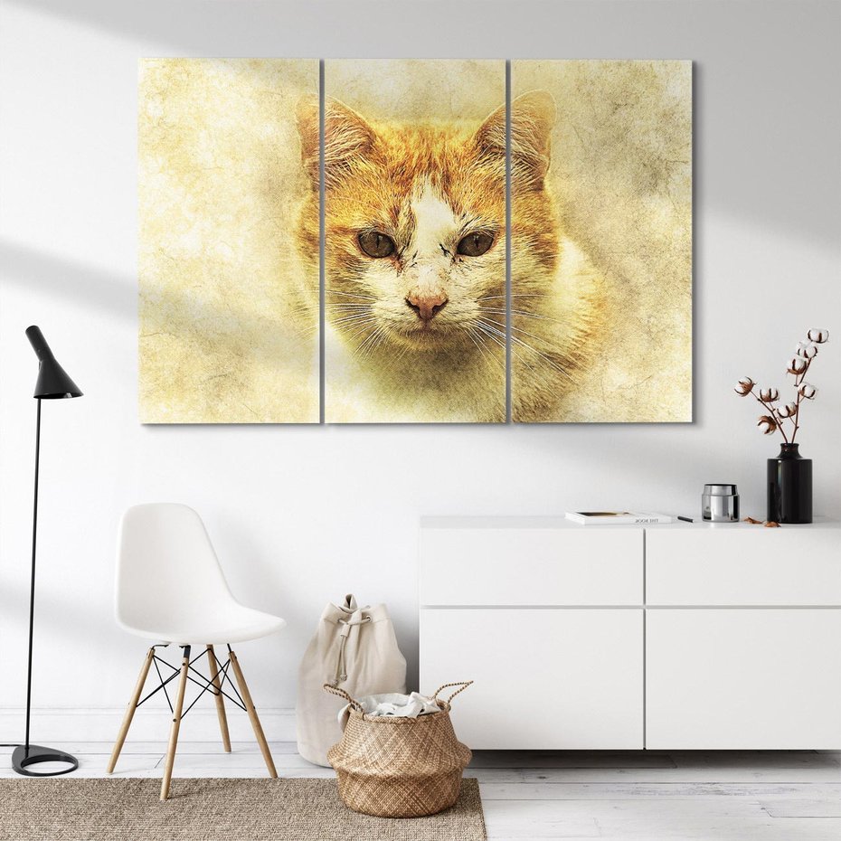 Obraz na płótnie 120x80 - Kot w abstrakcyjnym świecie - kot, sztuka