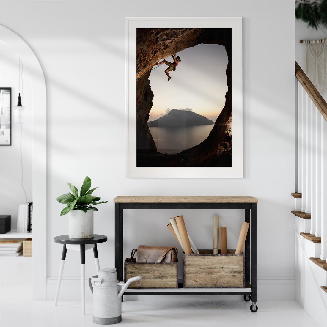 Plakat w ramie 40x50 - Wspinaczka na Wysokie Góry - wspinaczka, góry - rama biała