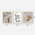 Zestaw obrazy w ramie 40x50 galeria - Dom, home, cytat, napis, typografia - rama drewno