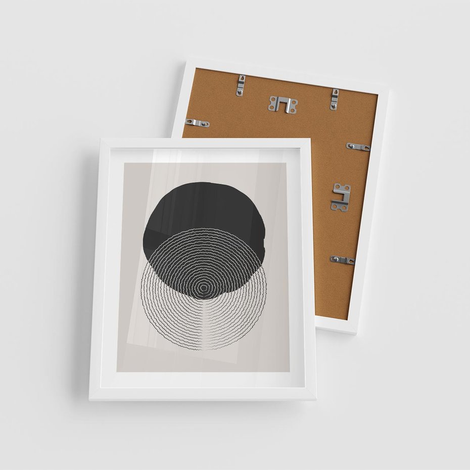 Plakat w ramie 40x50 - Boho Przenikanie Uroku - abstrakcyjna kompozycja, okręgi - rama biała