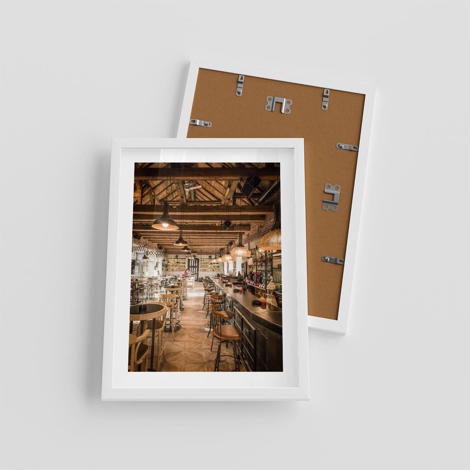 Plakat w ramie 30x40 - Smak i styl - restauracja, architektura - rama biała