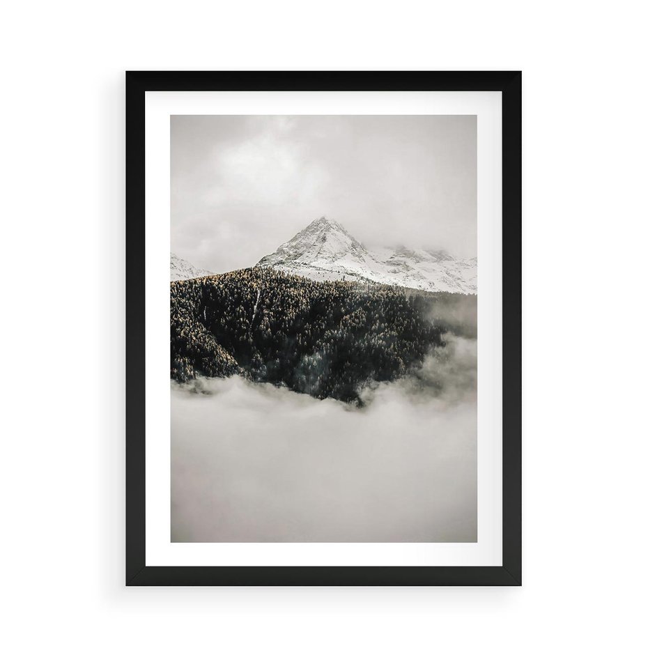 Plakat w ramie 50x70 - Zimowa Wielkość - górski krajobraz, zima w górach - rama czarna