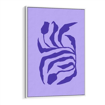 Obraz w ramie 50x70 - Boho Sztuka Wolności - kwiaty, energetyczne fioletowe tło - rama biała