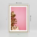 Plakat w ramie 50x70 - Luksusowa Elegancja - złote, liście - rama drewno
