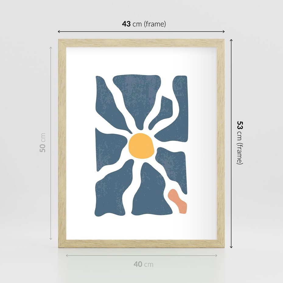 Plakat w ramie 40x50 - Kwiatowy Rezonans - nowoczesna kwiatowa grafika, styl retro - rama drewno