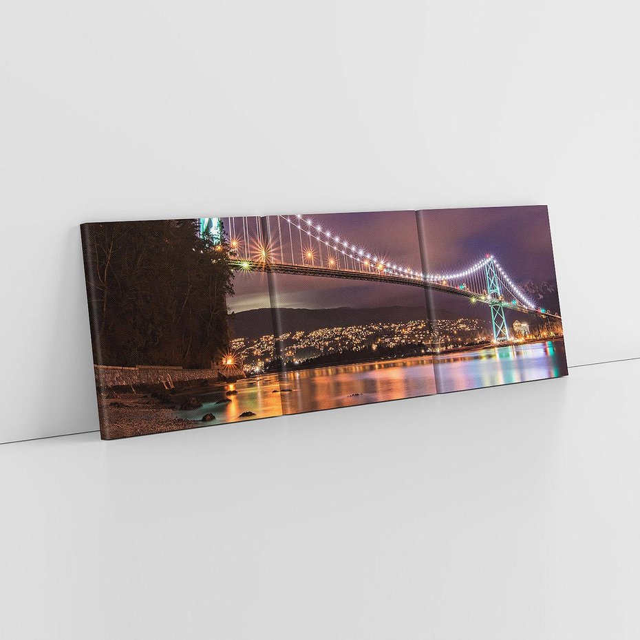 Obraz na płótnie 90x30 - Most nocą w Kanadzie - Kanada, most