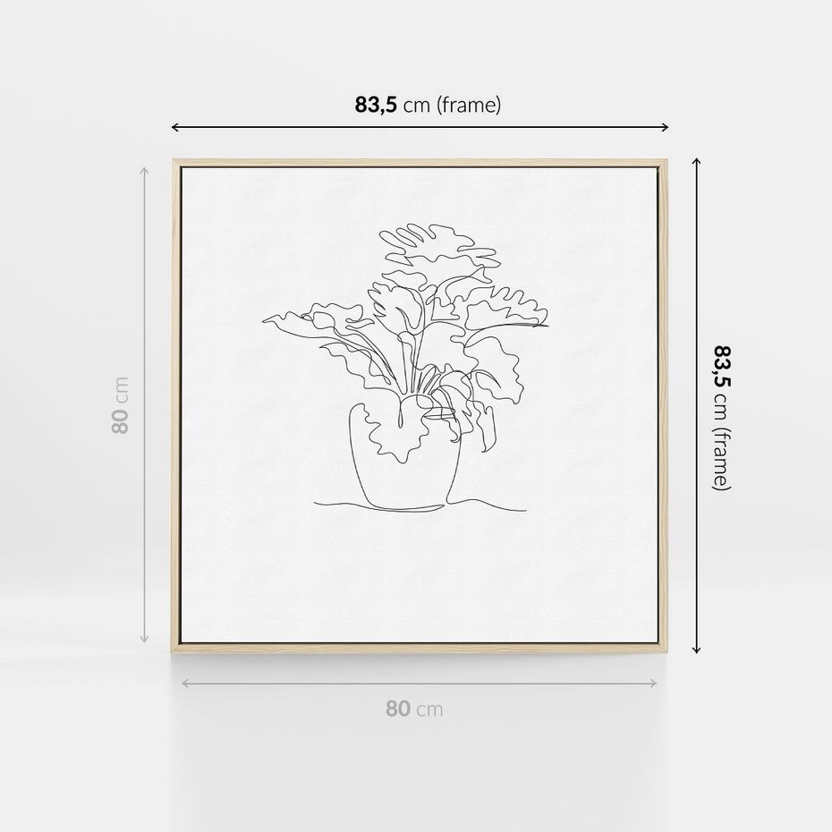 Obraz w ramie 80x80 - Rozkwitające Formy - szkic, minimalizm - rama drewno