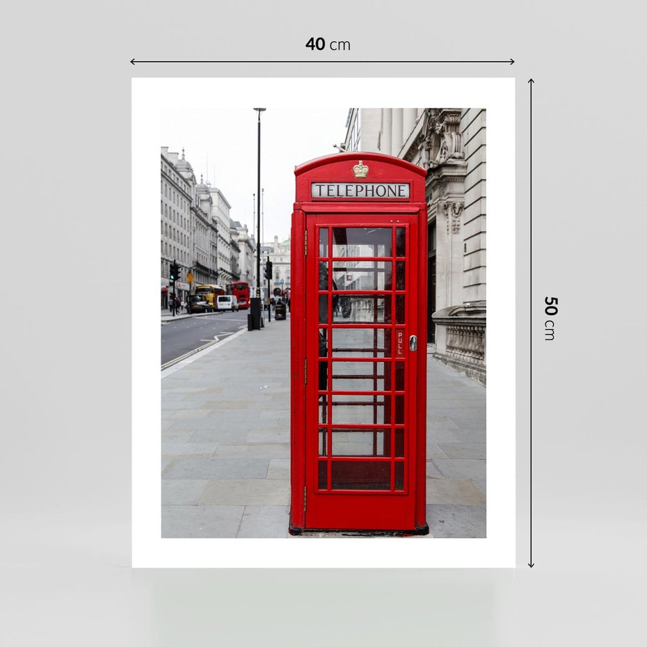 Plakat bez ramy 40x50 - Londyńska budka w perspektywie - budka, Londyn