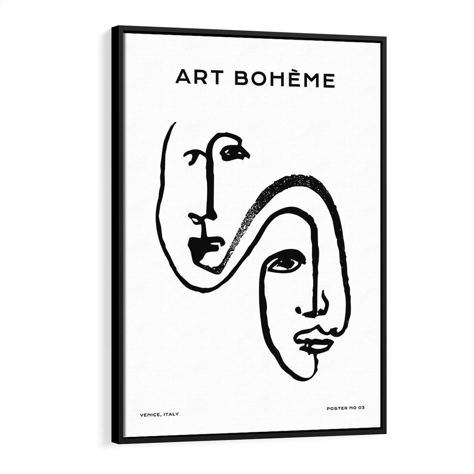 Obraz w ramie 50x70 - Rozbijające Granice Boho - boho sztuka, twarze - rama czarna