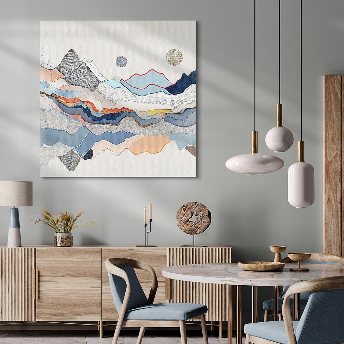 Obraz na płótnie 70x70 - Dynamiczne Góry - akwarelowe graficzne góry, krajobraz