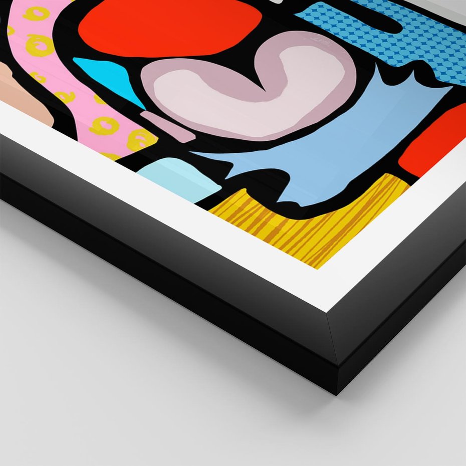 Plakat w ramie 30x40 - Czarny Komiks - abstrakcyjne formy, komiksowy styl - rama czarna