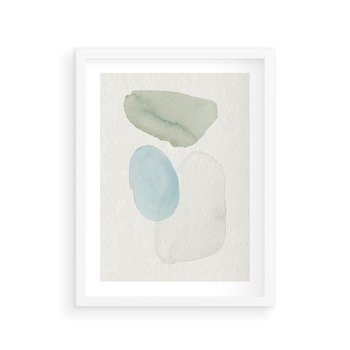 Plakat w ramie 30x40 - Akwarelowa Symfonia Natury - abstrakcyjne delikatne plamy, akwarelowe - rama biała