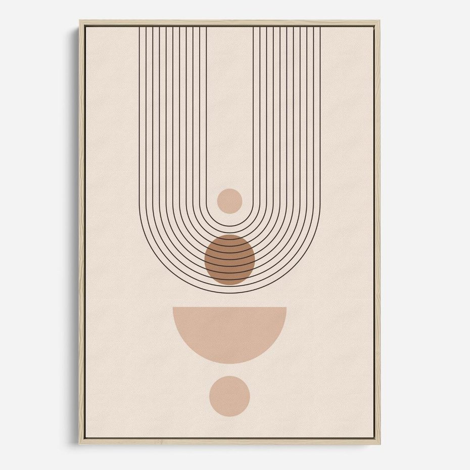 Obraz w ramie 80x120 - Strukturalne Kształty Postępu - boho plakat, minimalizm - rama drewno