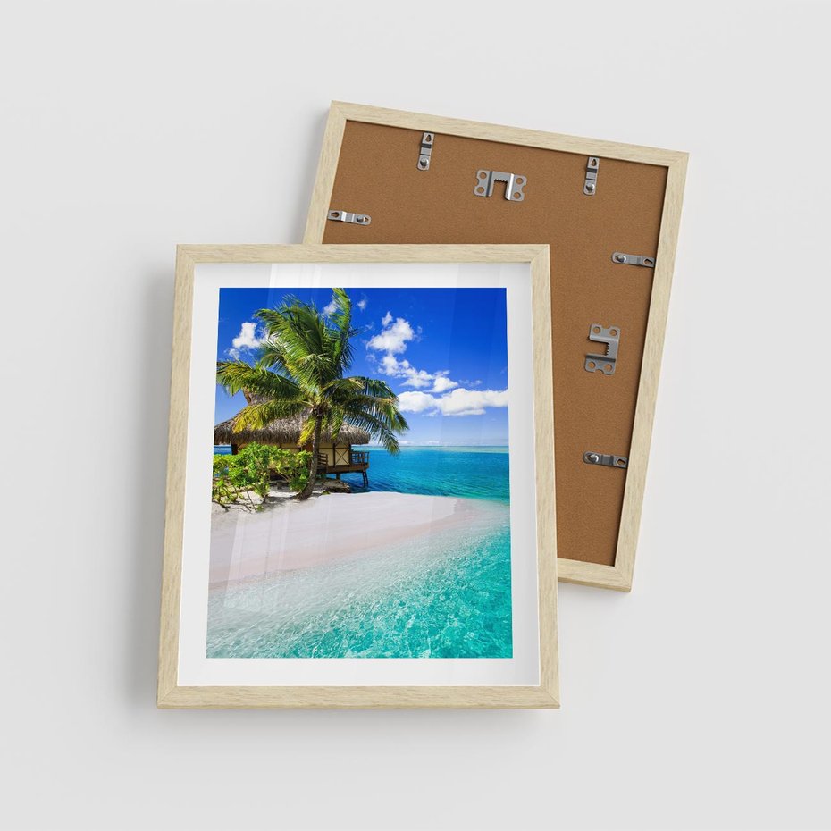 Plakat w ramie 40x50 - Zaklęte palmy tropików - palmy, ocean - rama drewno