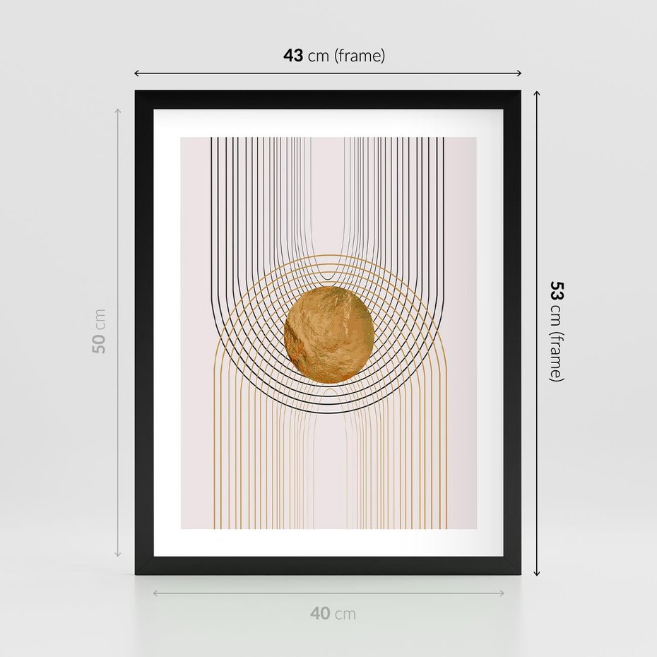 Plakat w ramie 40x50 - Złota Geometria - styl modern, złoto - rama czarna